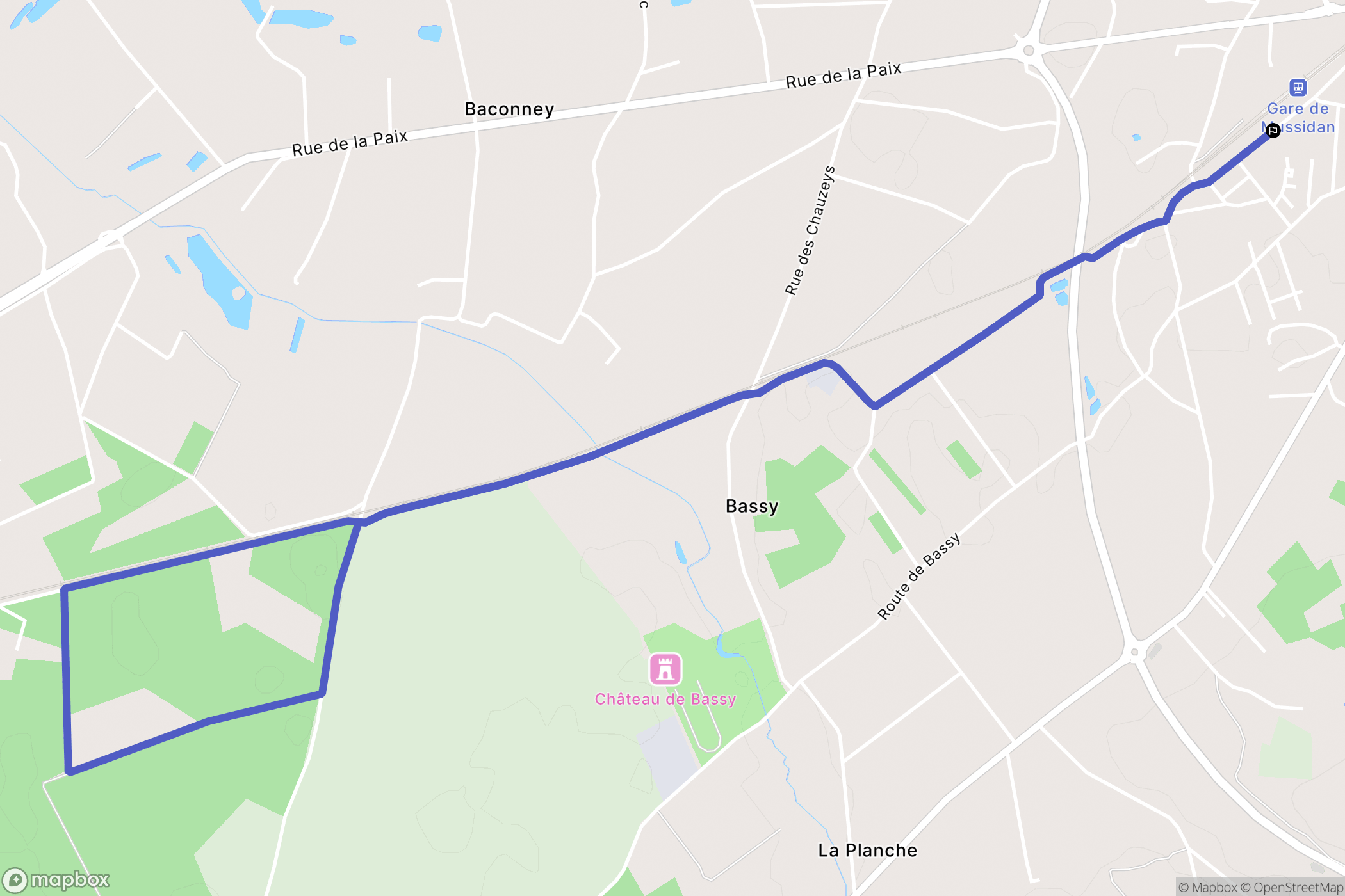 Mussidan : carte du parcours de randonnée - France