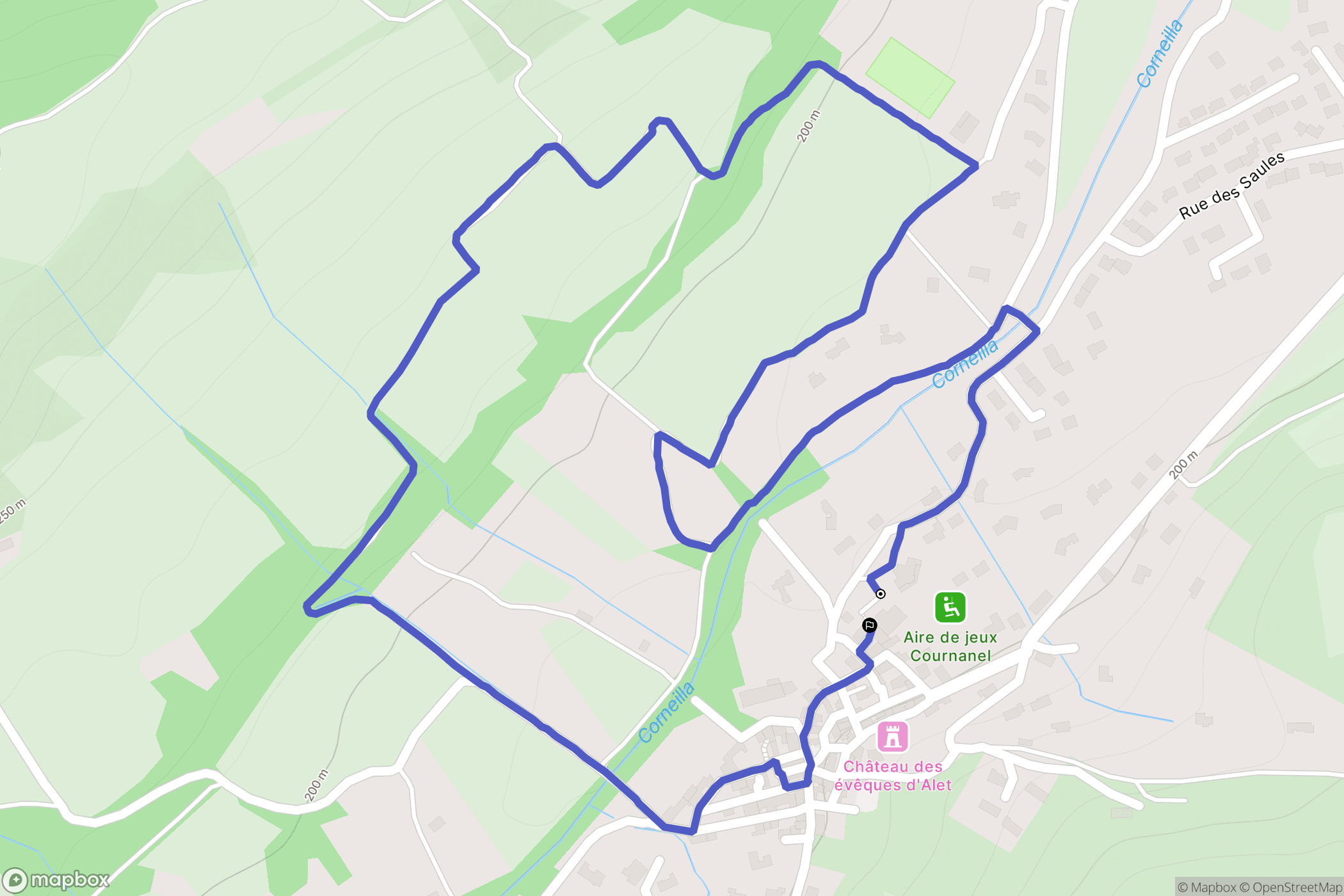 Cournanel : carte du parcours de randonnée - France