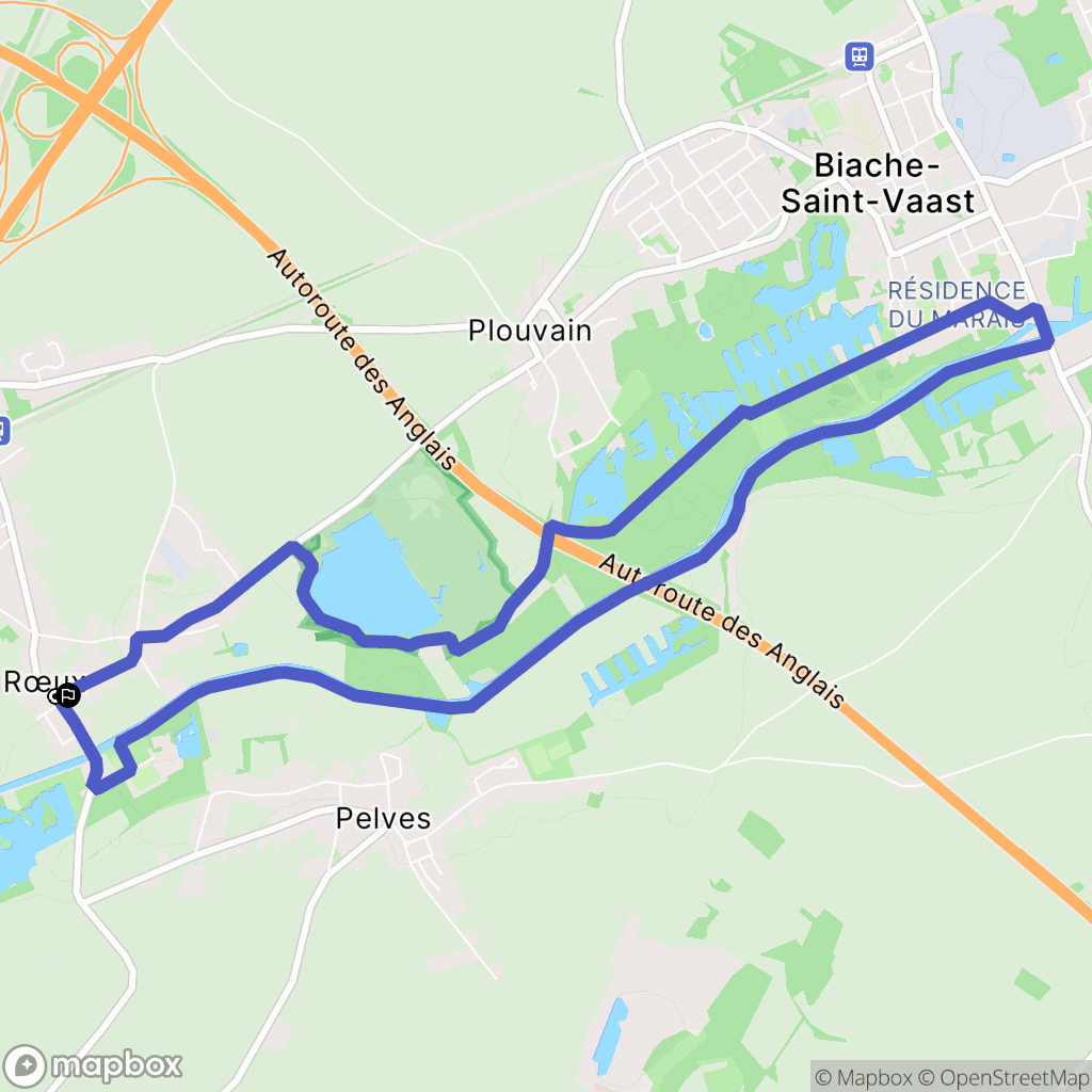 Rœux : carte du parcours de randonnée - France