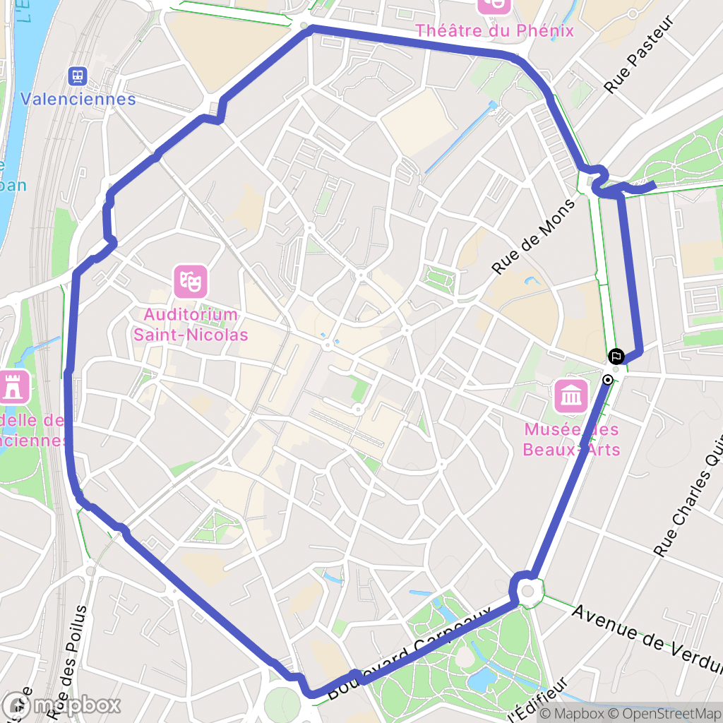 Valenciennes : carte du parcours de randonnée - France