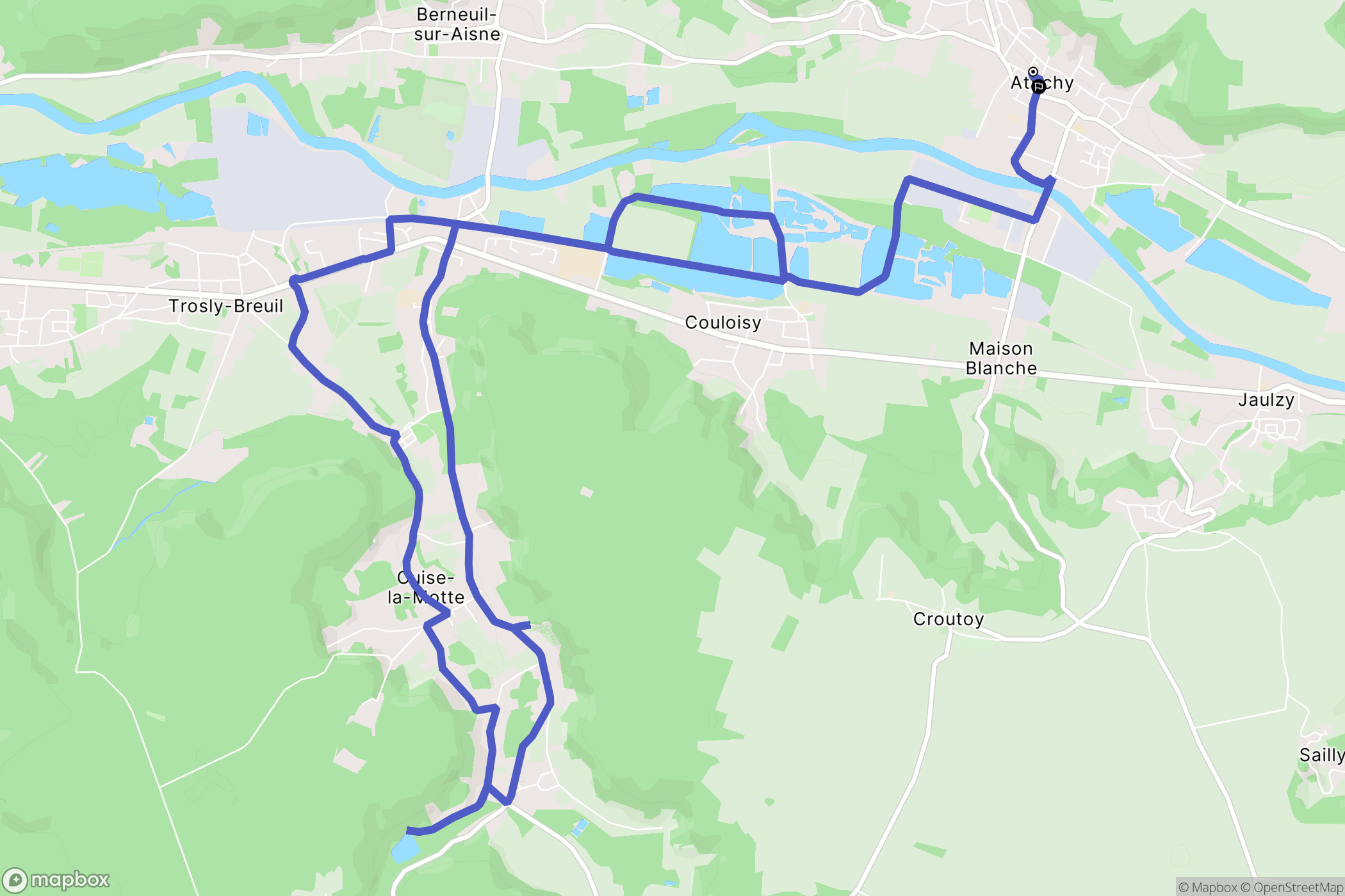 Attichy : carte du parcours de randonnée - France