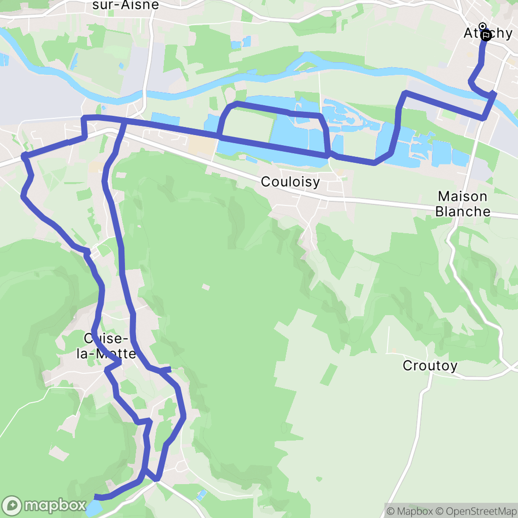 Attichy : carte du parcours de randonnée - France