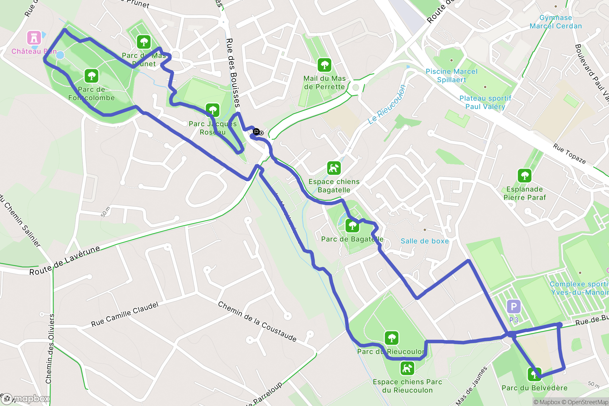 Montpellier : carte du parcours de randonnée - France