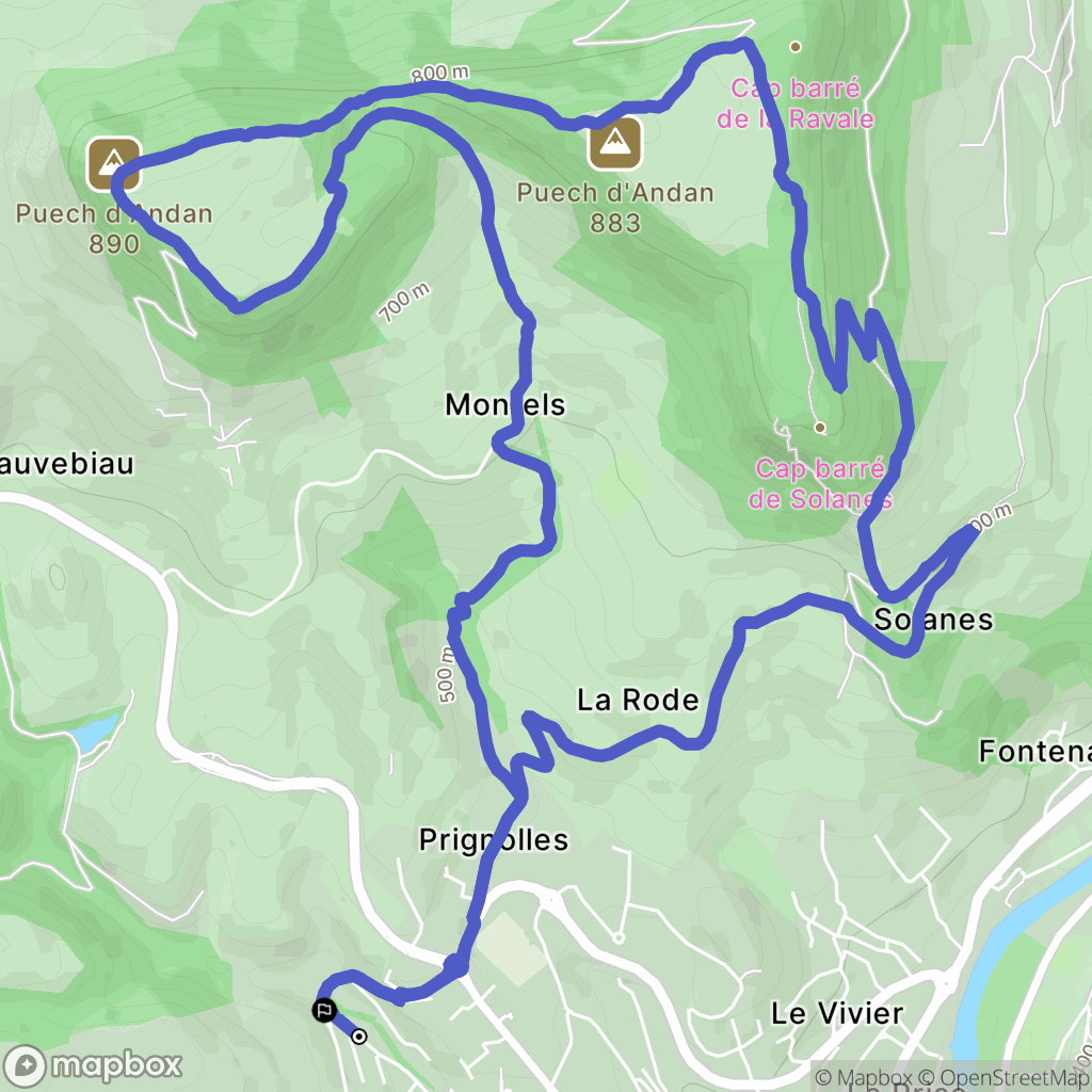 Millau : carte du parcours de randonnée - France