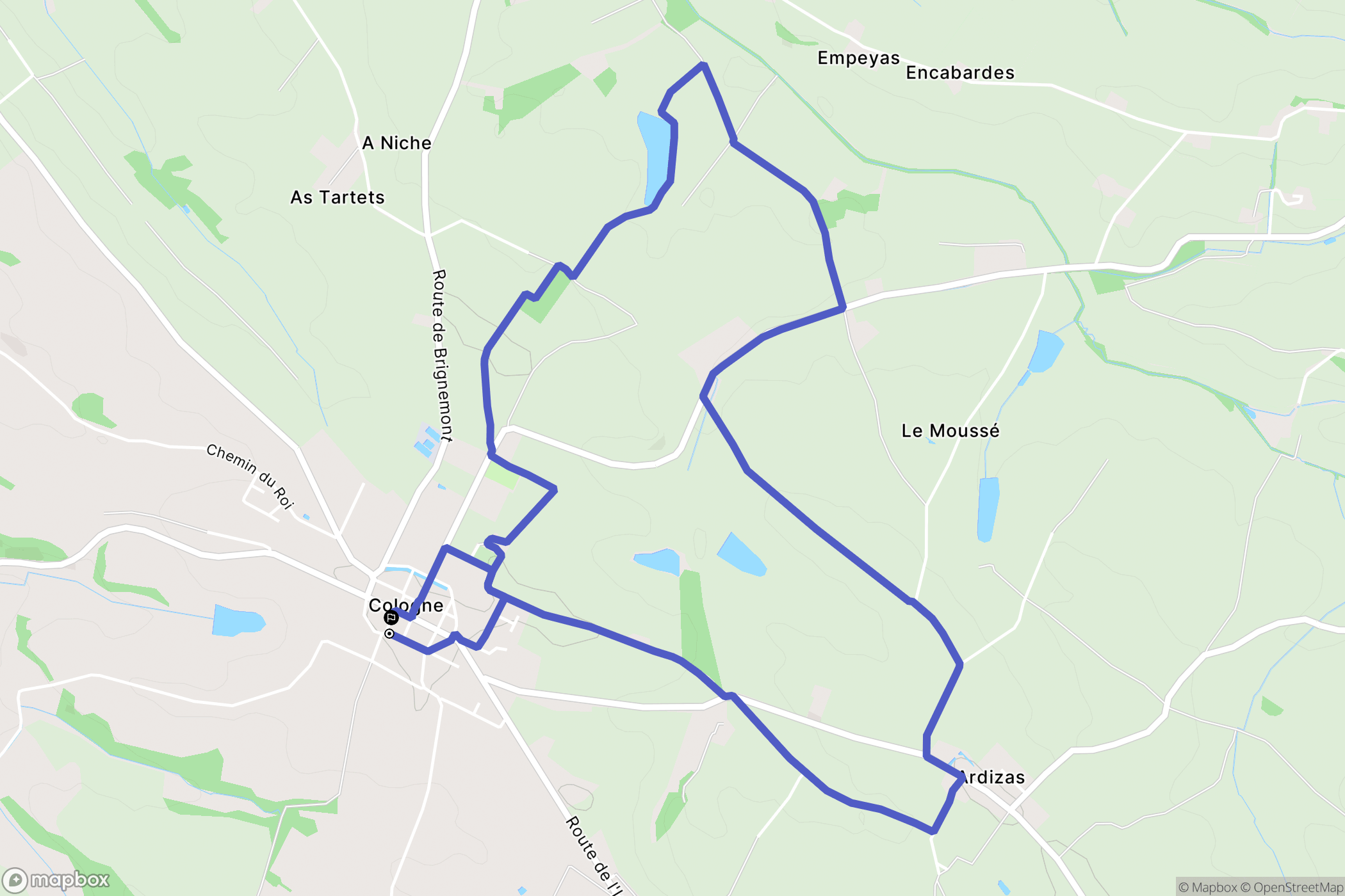 Cologne : carte du parcours de randonnée - France