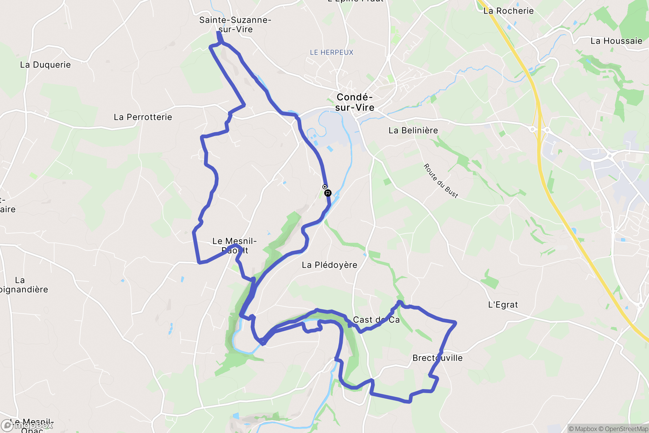 Condé-sur-Vire : carte du parcours de randonnée - France