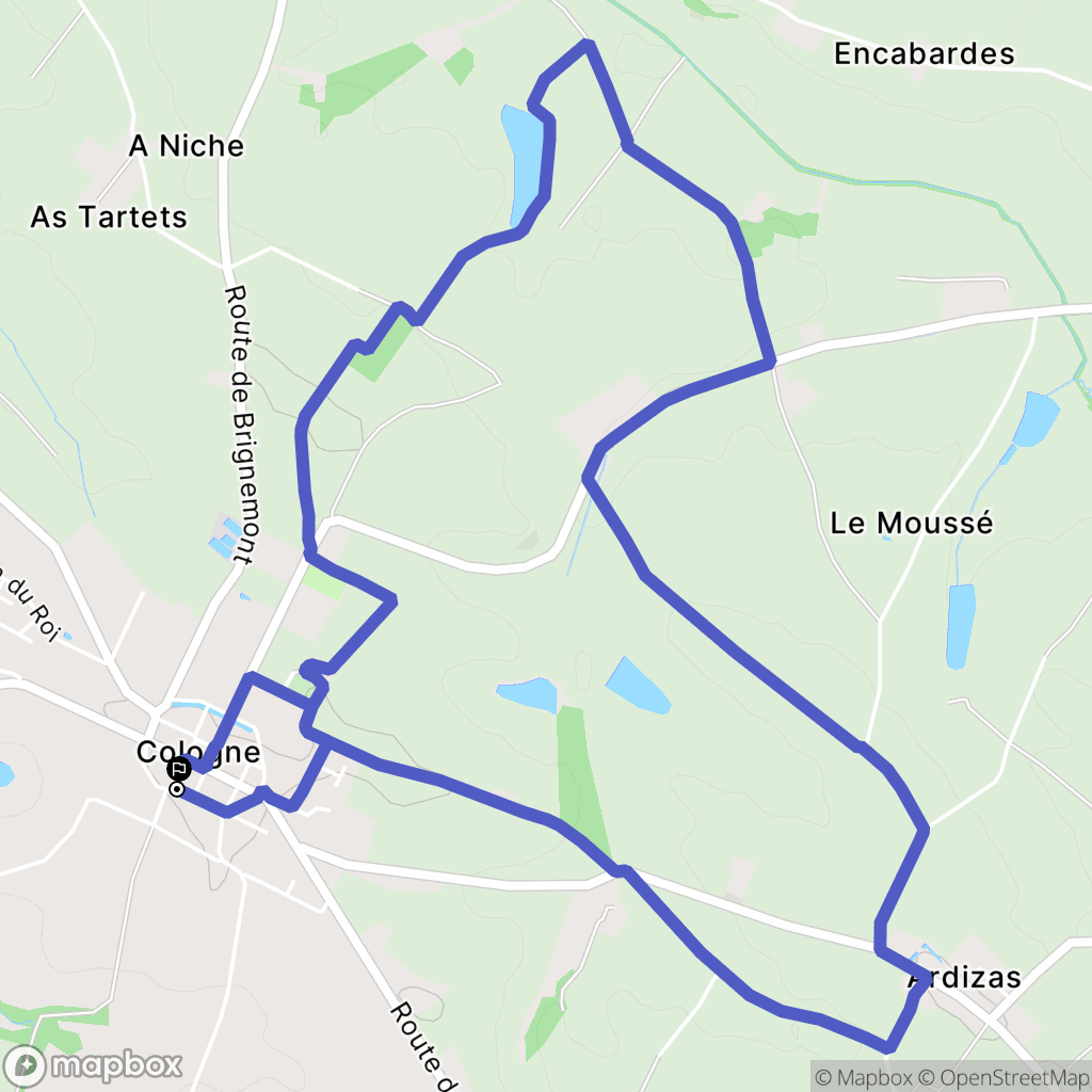 Cologne : carte du parcours de randonnée - France