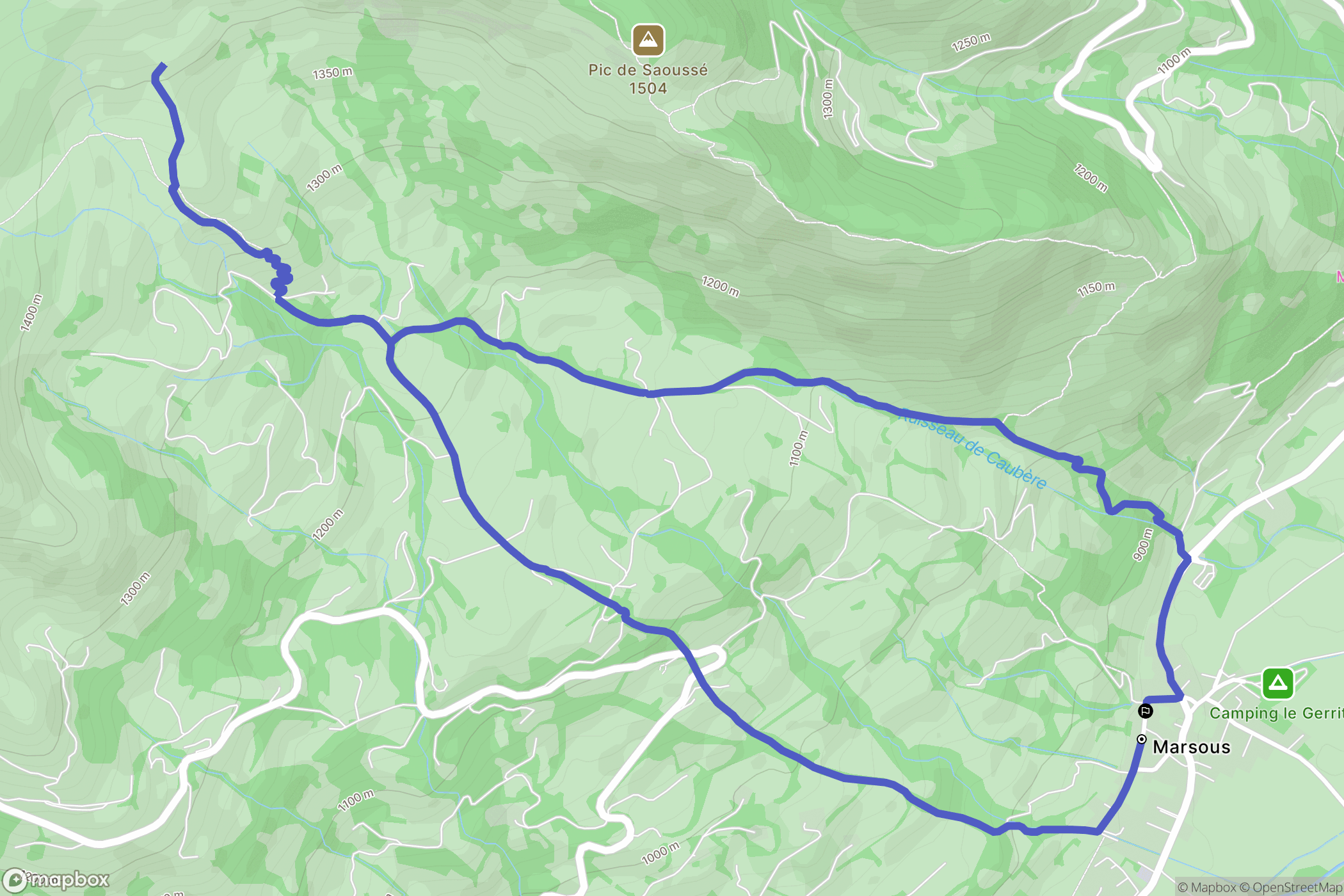 Arrens-Marsous : carte du parcours de randonnée - France