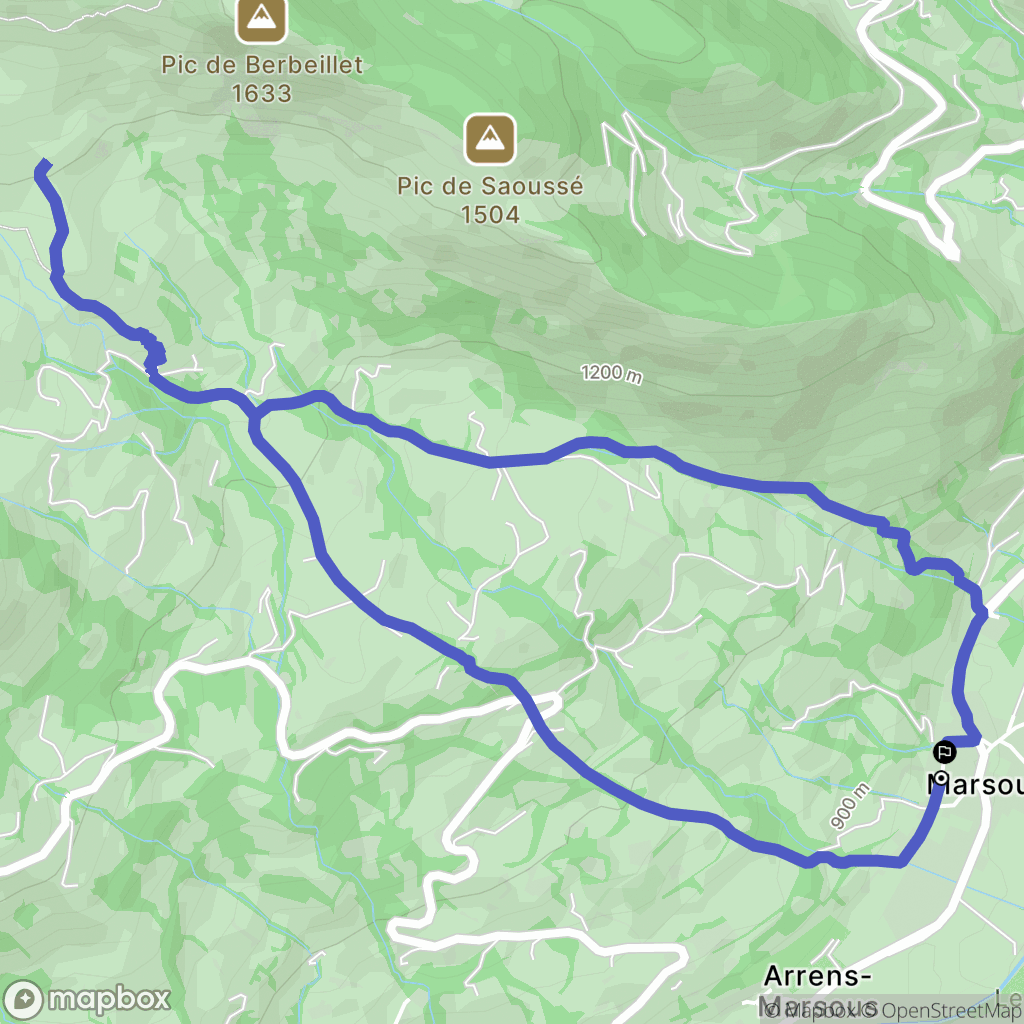 Arrens-Marsous : carte du parcours de randonnée - France