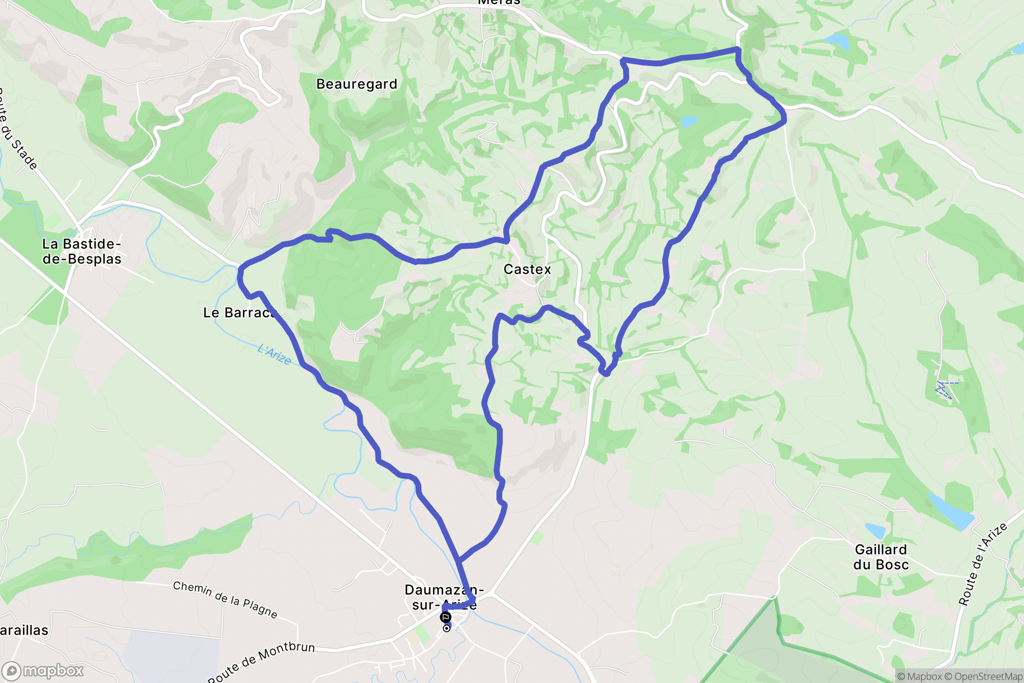 Daumazan-sur-Arize : carte du parcours de randonnée - France