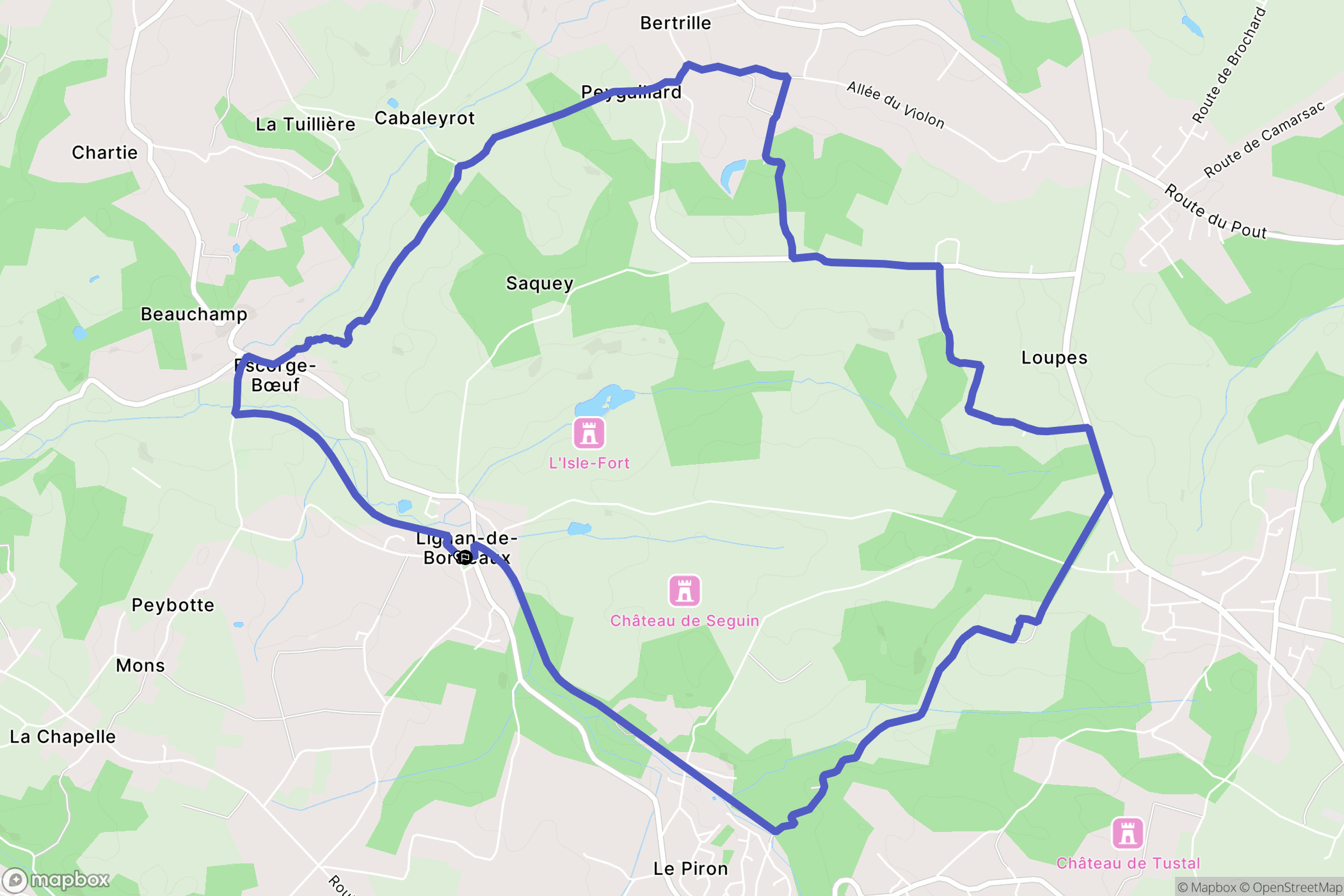 Lignan-de-Bordeaux : carte du parcours de randonnée - France