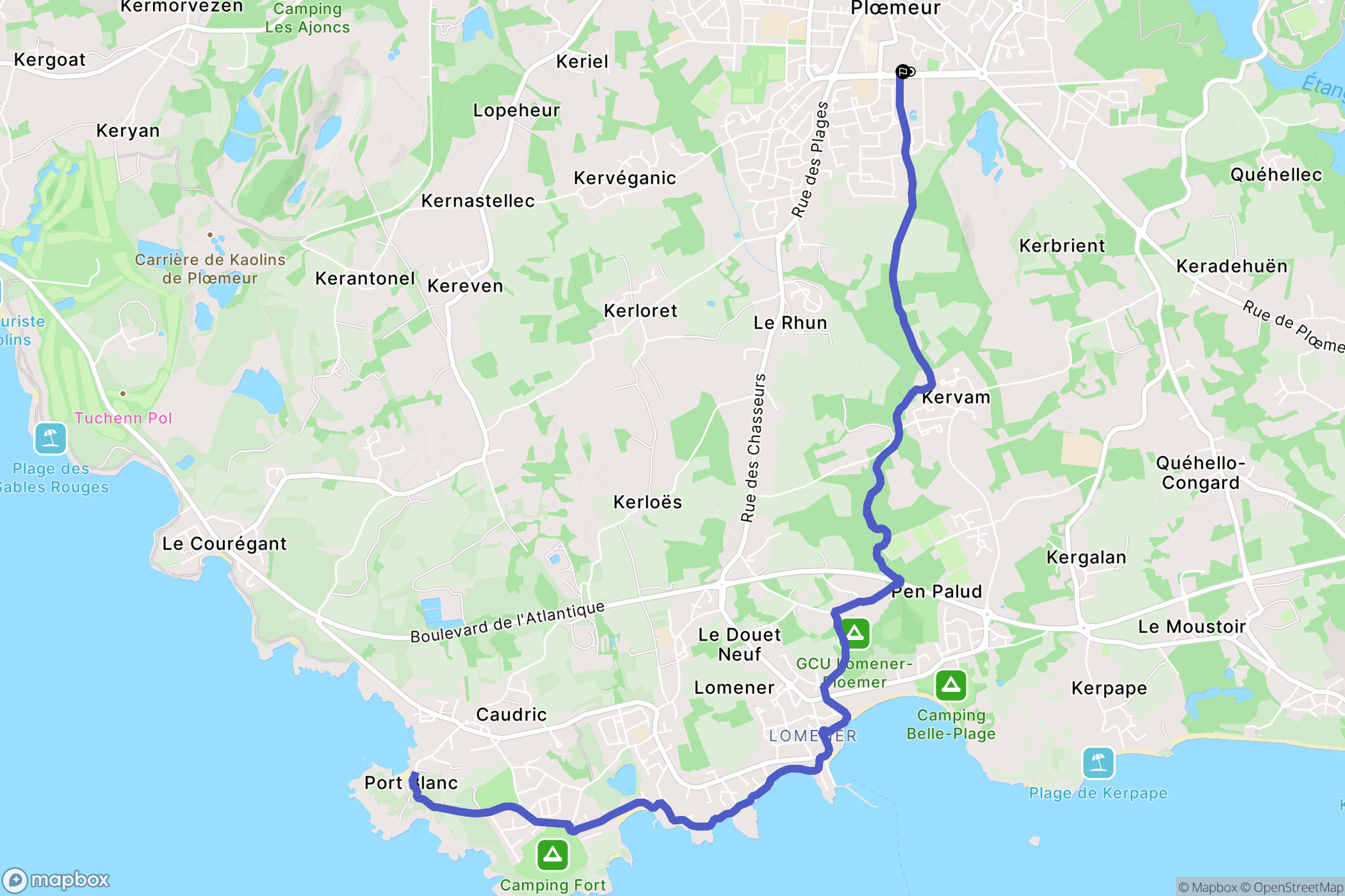 Ploemeur : carte du parcours de randonnée - France