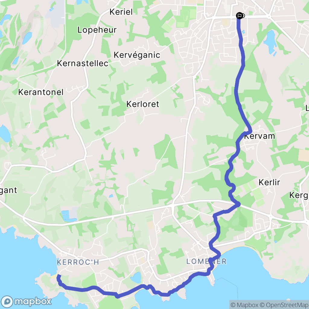 Ploemeur : carte du parcours de randonnée - France