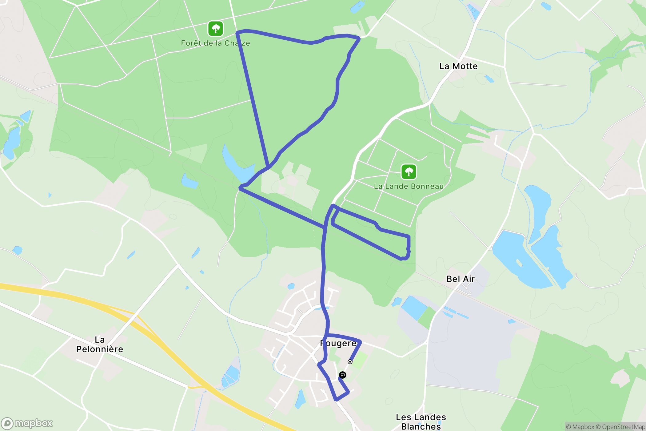 Fougeré : carte du parcours de randonnée - France