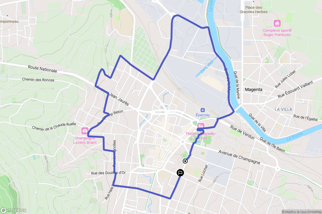 Épernay : carte du parcours de randonnée - France