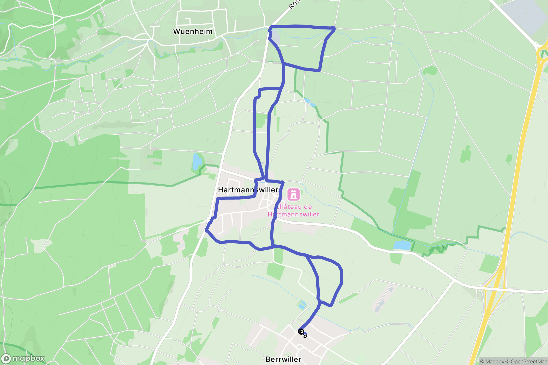 Berrwiller : carte du parcours de randonnée - France