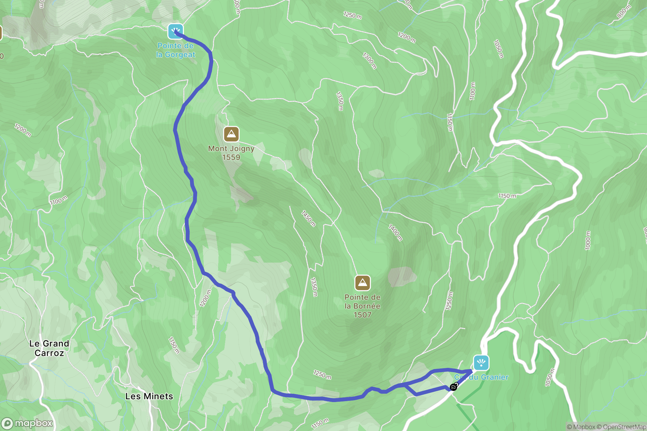 Saint Cassin : carte du parcours de randonnée - France