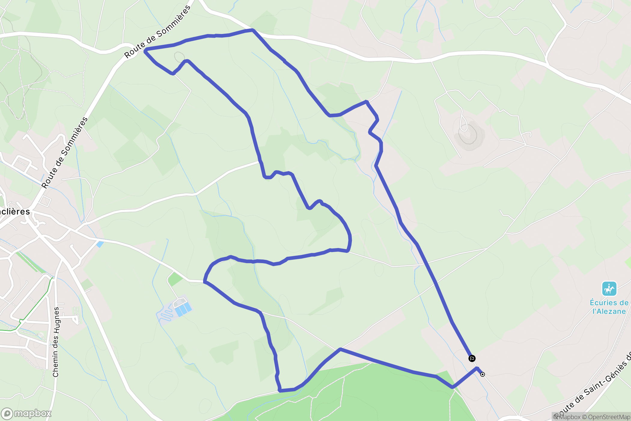 Restinclières : carte du parcours de randonnée - France