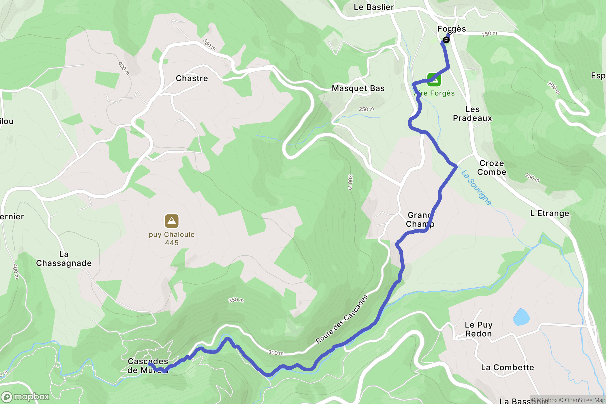 Forgès : carte du parcours de randonnée - France