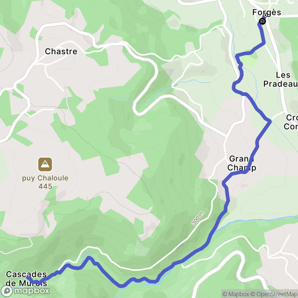 Forgès : carte du parcours de randonnée - France