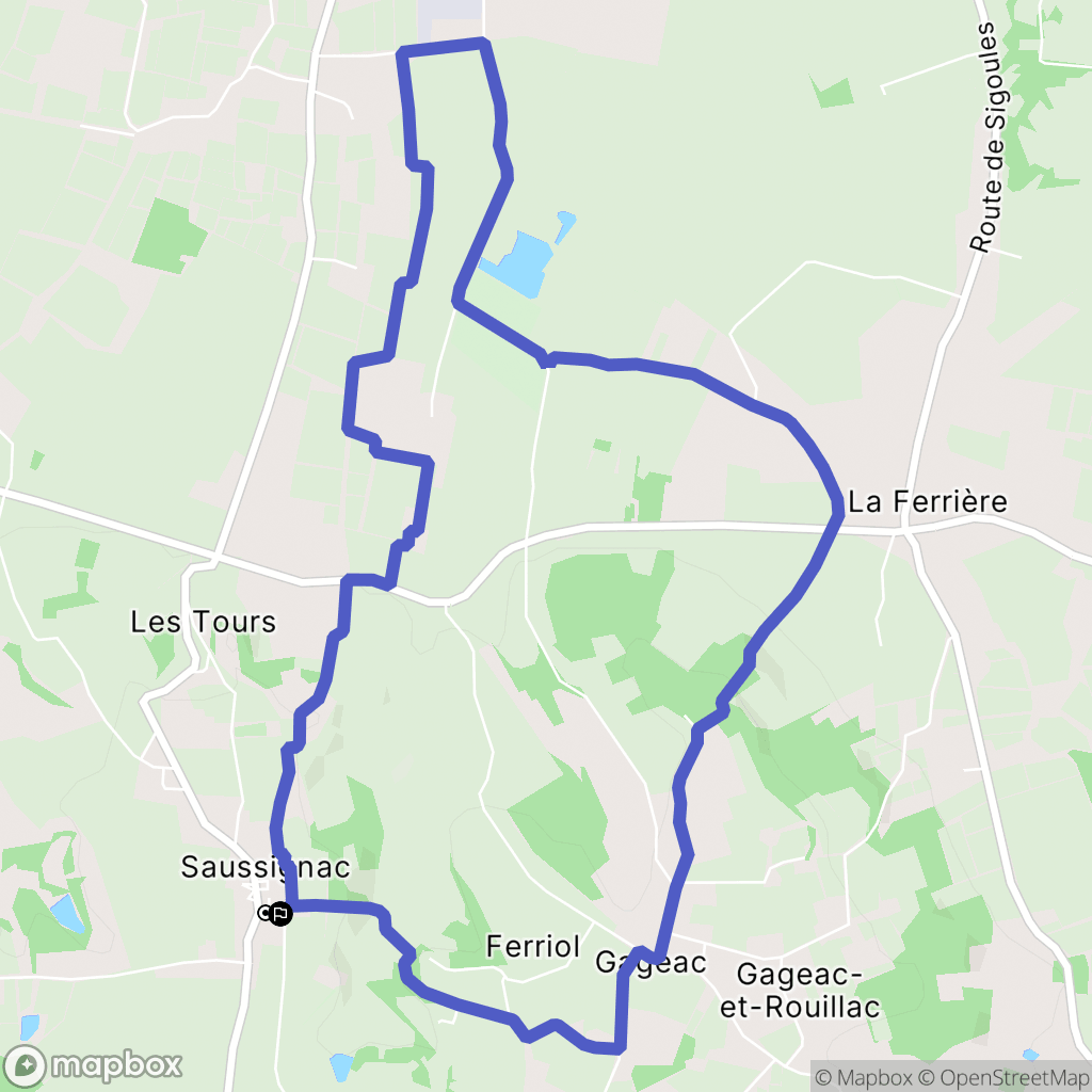 Saussignac : carte du parcours de randonnée - France