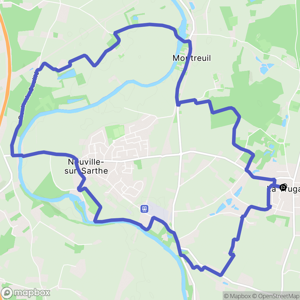 Neuville-sur-Sarthe : carte du parcours de randonnée - France
