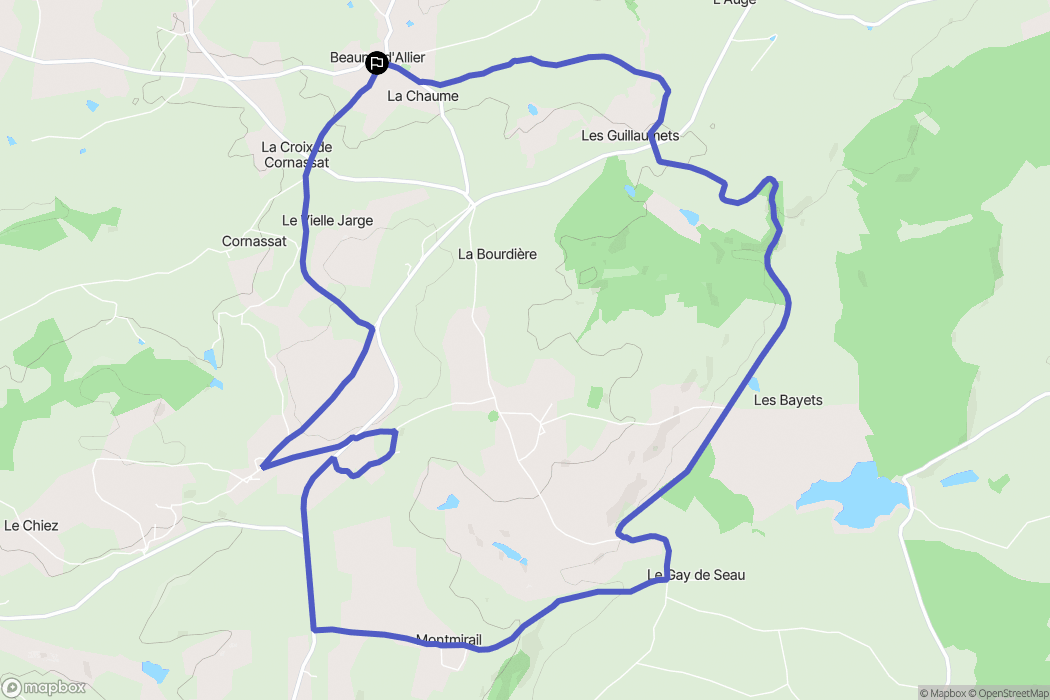 Beaune d'Allier : carte du parcours de randonnée - France