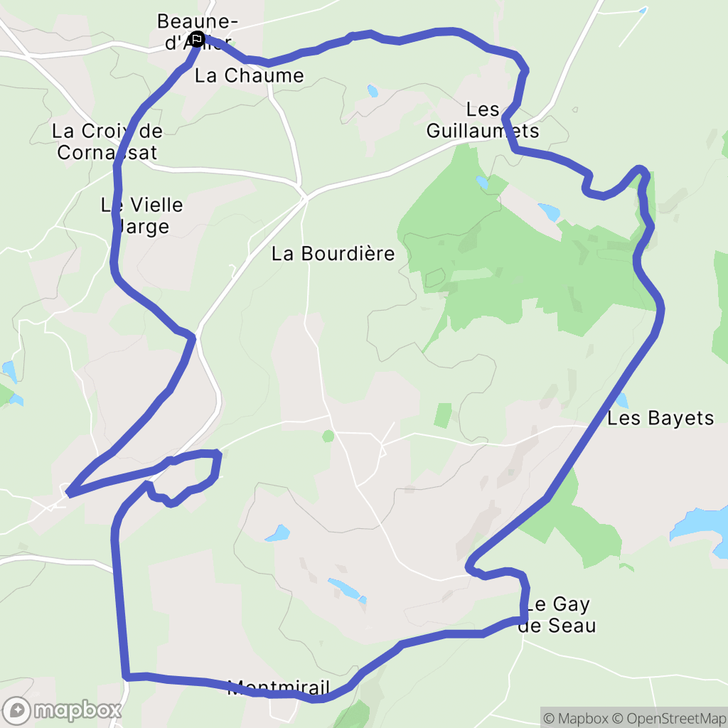 Beaune d'Allier : carte du parcours de randonnée - France