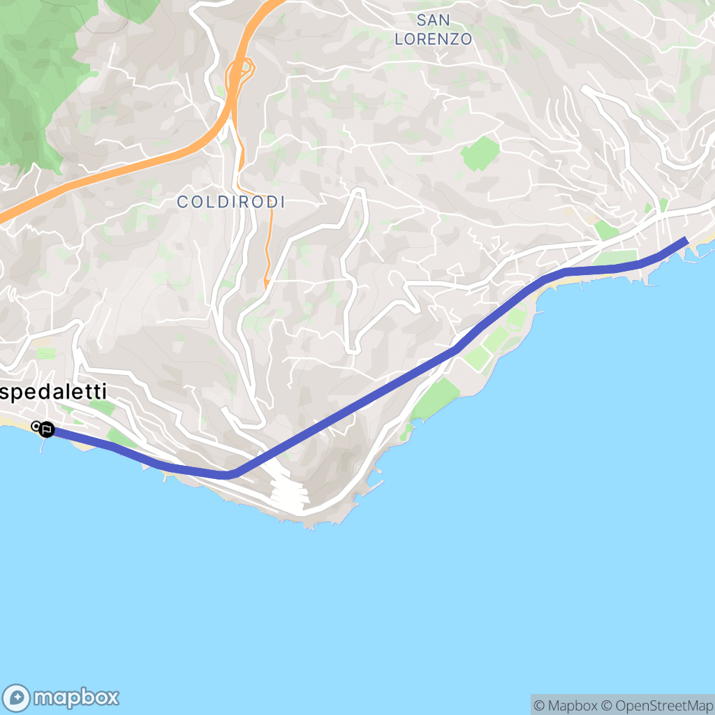 Ospedaletti : carte du parcours de randonnée - Italy