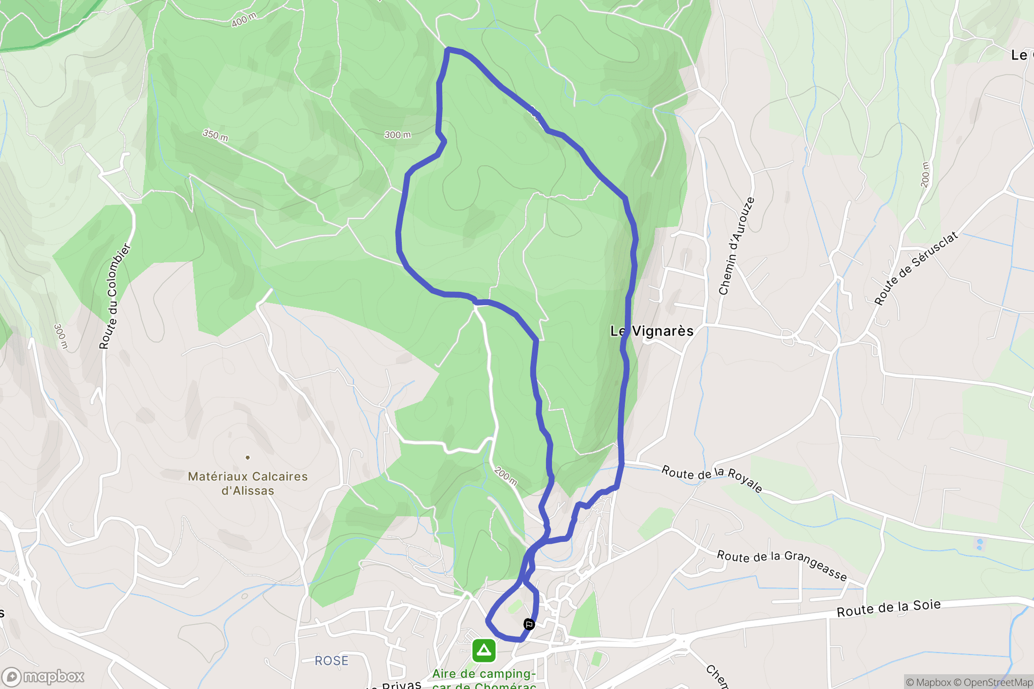 Chomérac : carte du parcours de randonnée - France