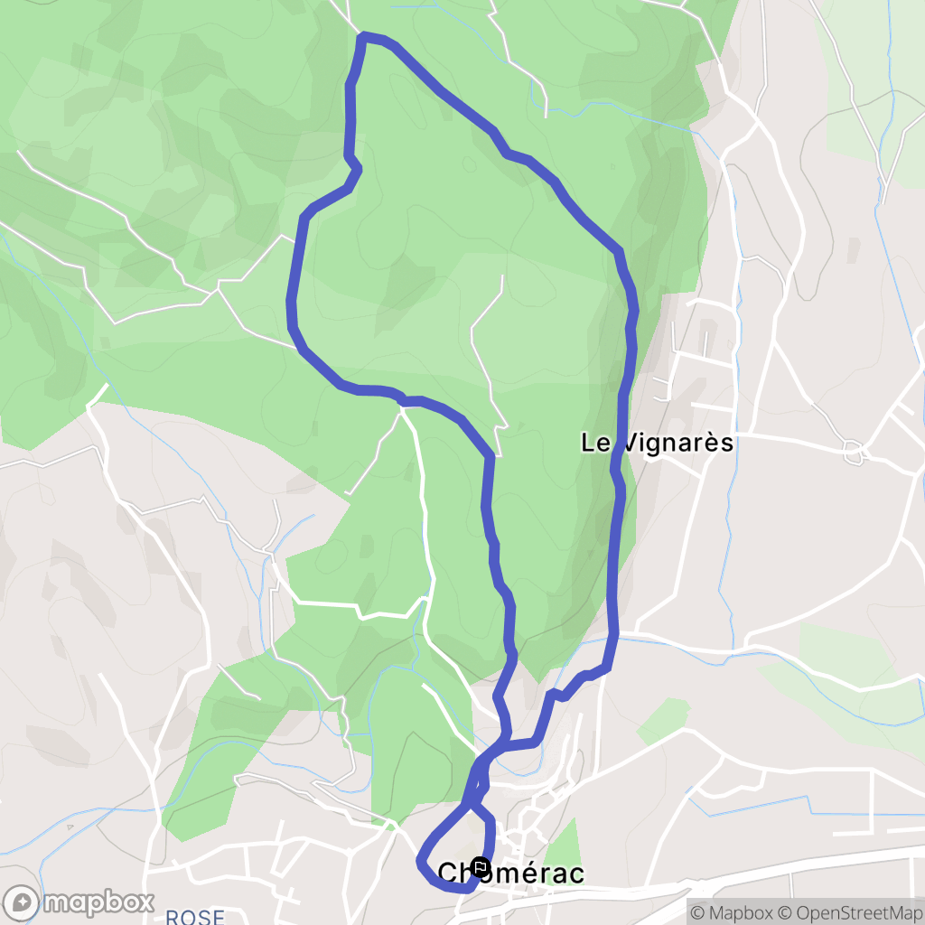 Chomérac : carte du parcours de randonnée - France
