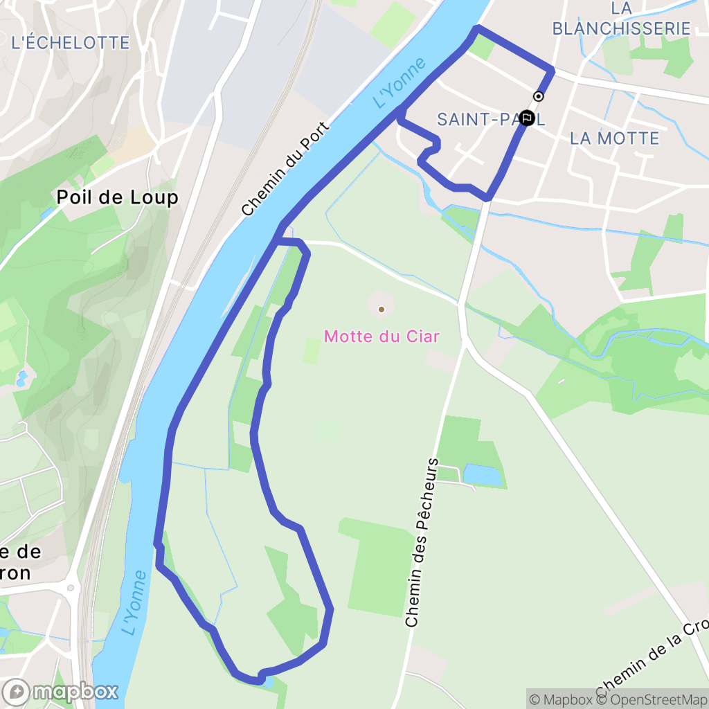 Sens : carte du parcours de randonnée - France