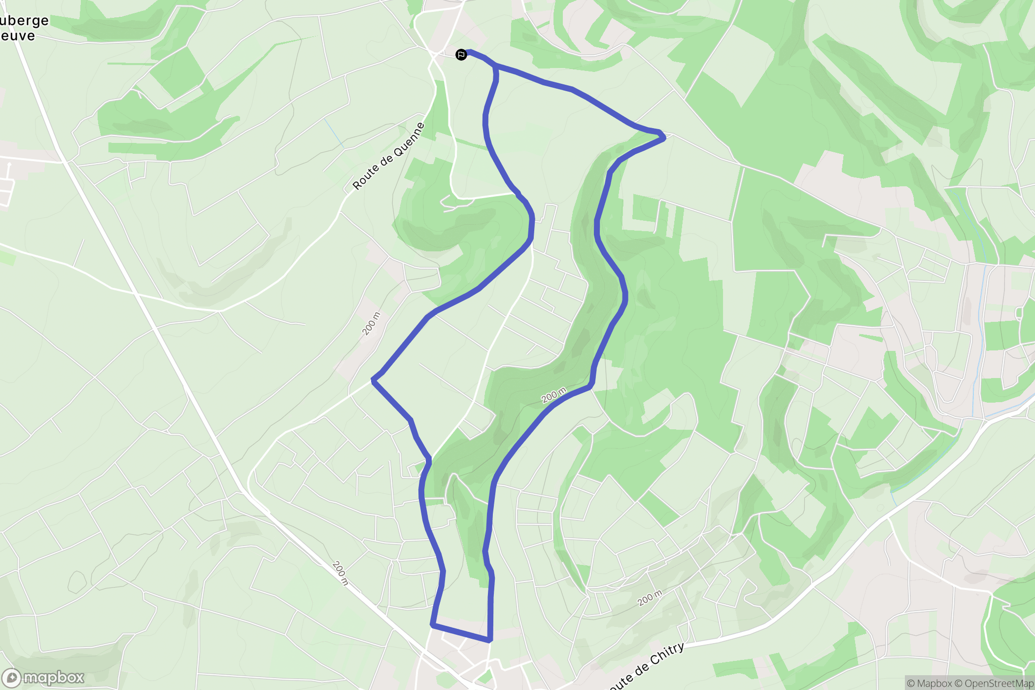 Quenne : carte du parcours de randonnée - France