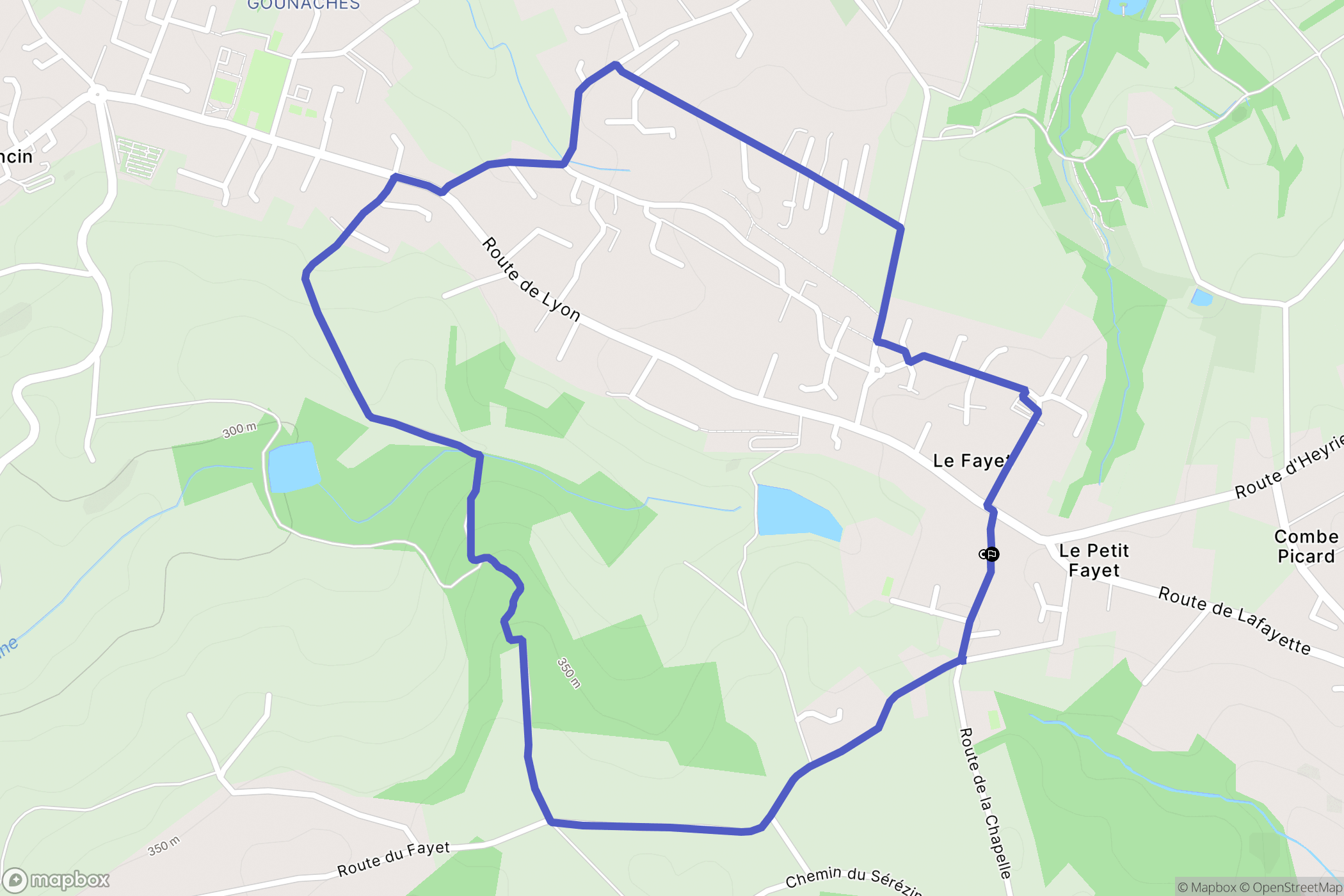 Valencin : carte du parcours de randonnée - France