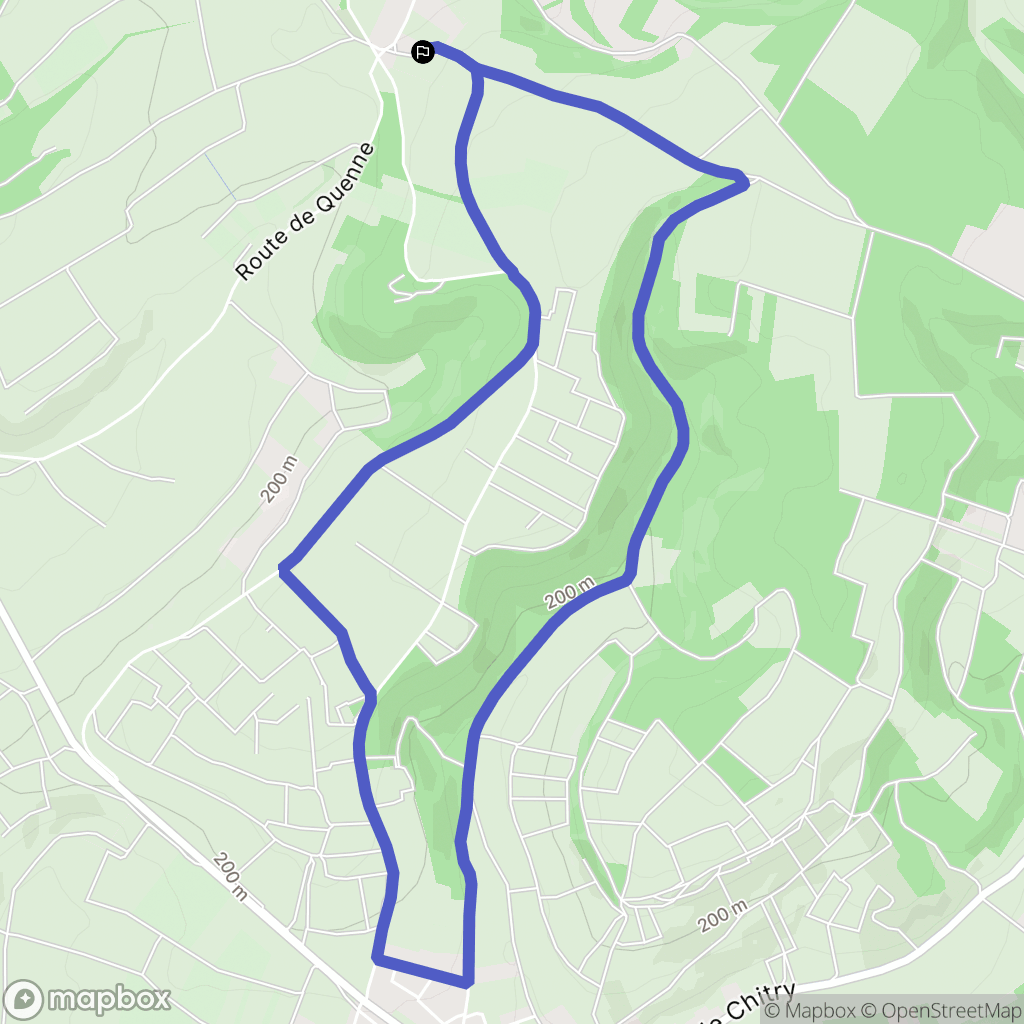 Quenne : carte du parcours de randonnée - France