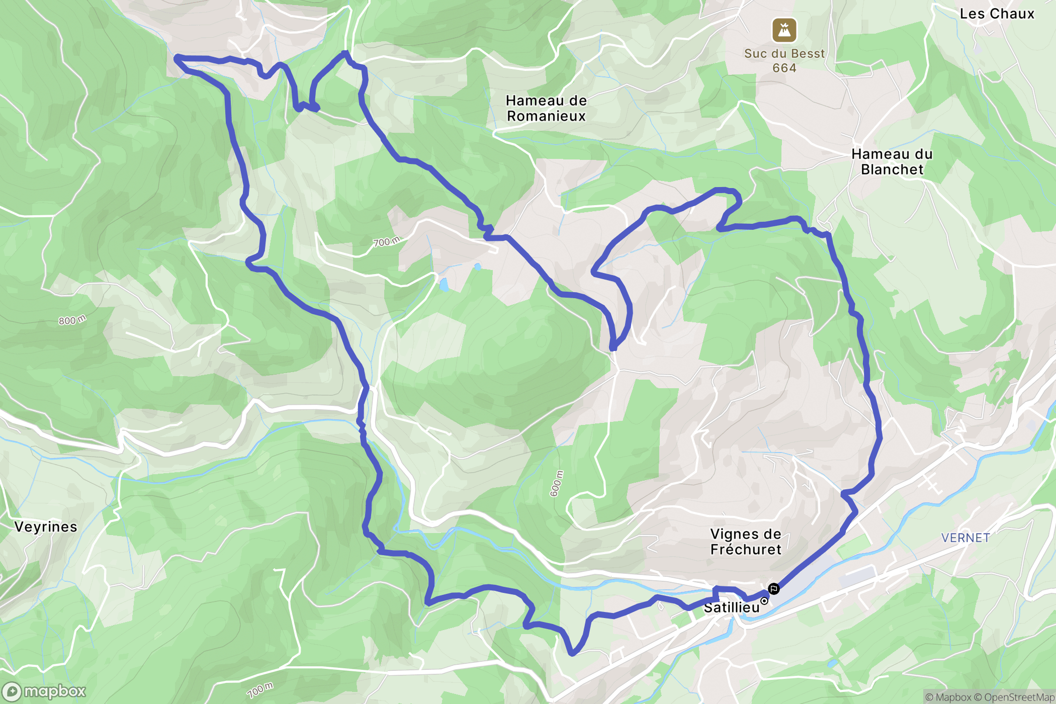 Satillieu : carte du parcours de randonnée - France