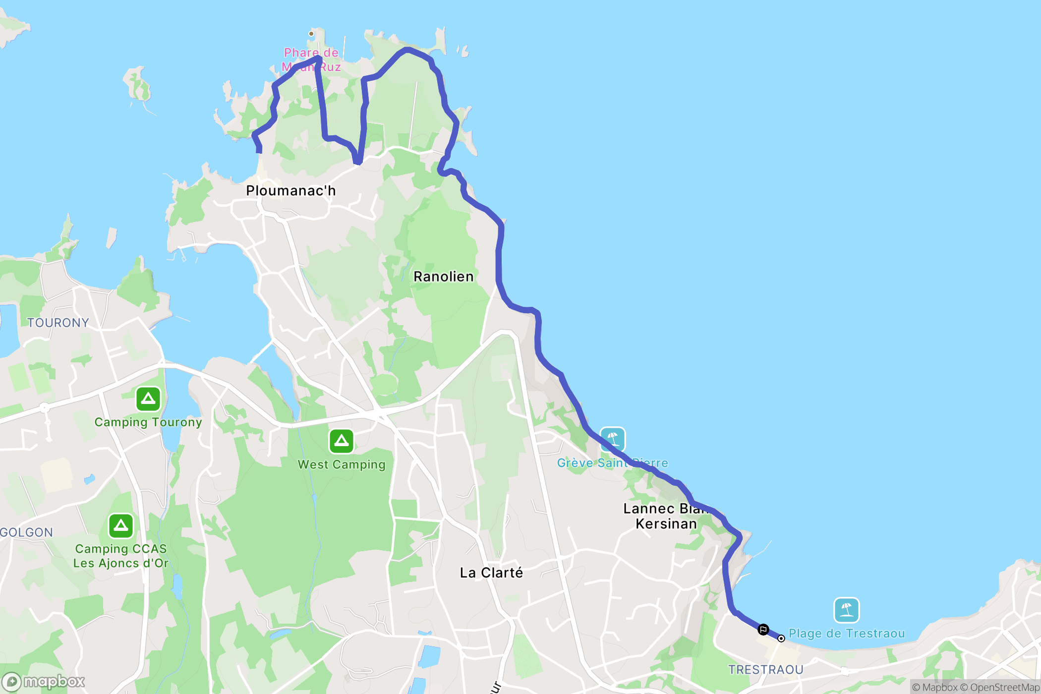Perros-Guirec : carte du parcours de randonnée - France
