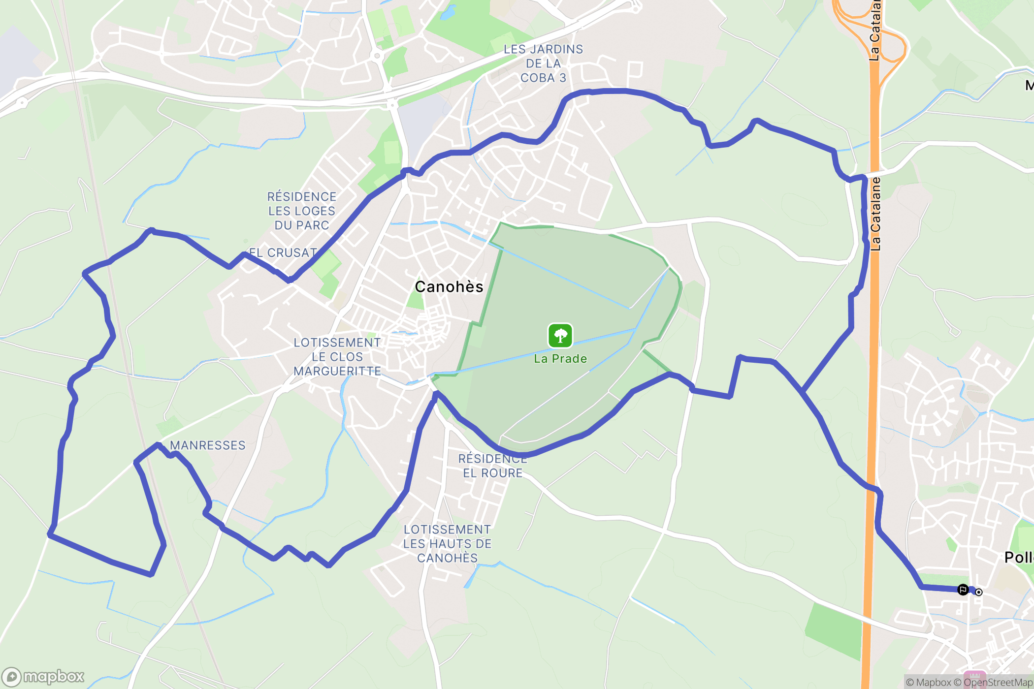 Pollestres : carte du parcours de randonnée - France
