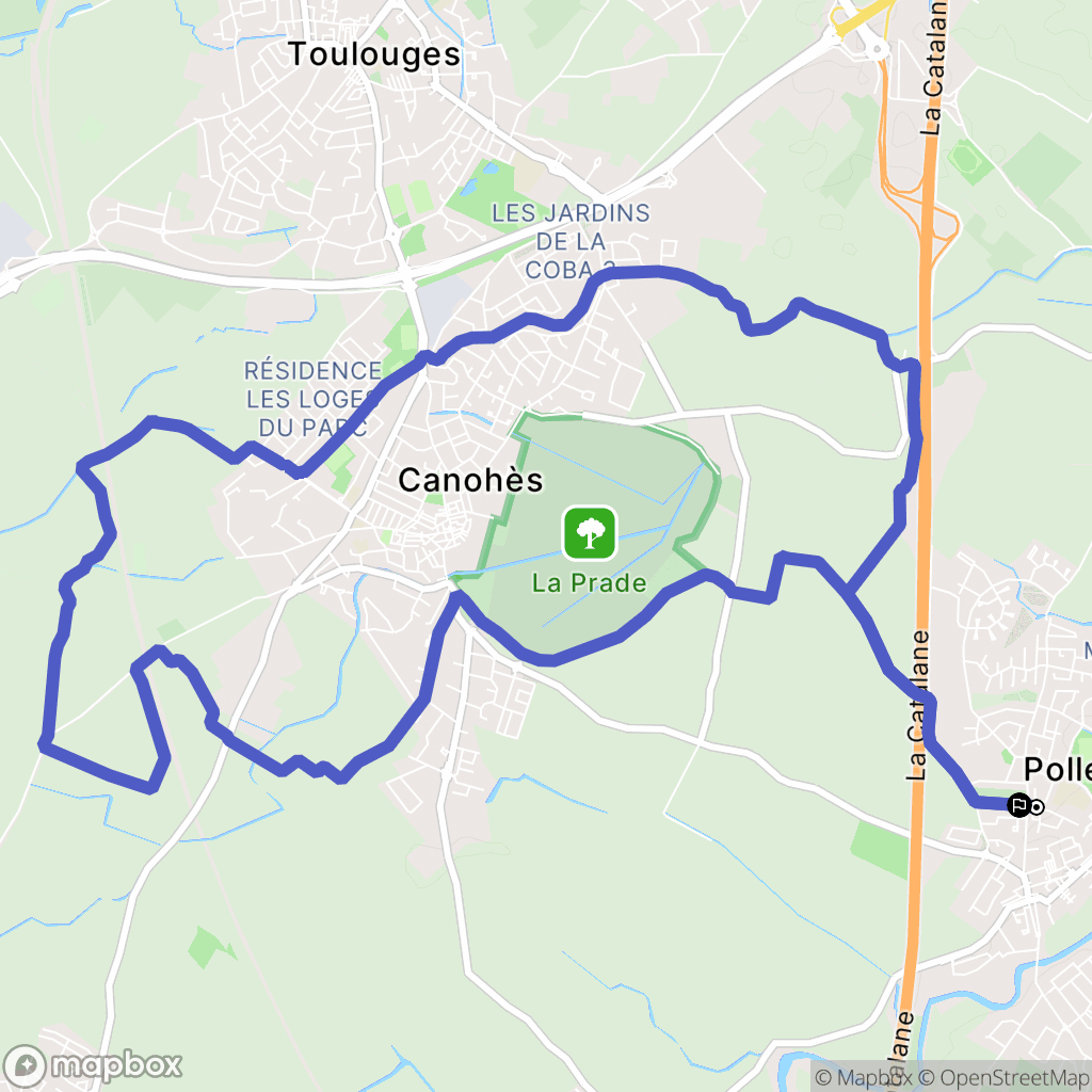 Pollestres : carte du parcours de randonnée - France
