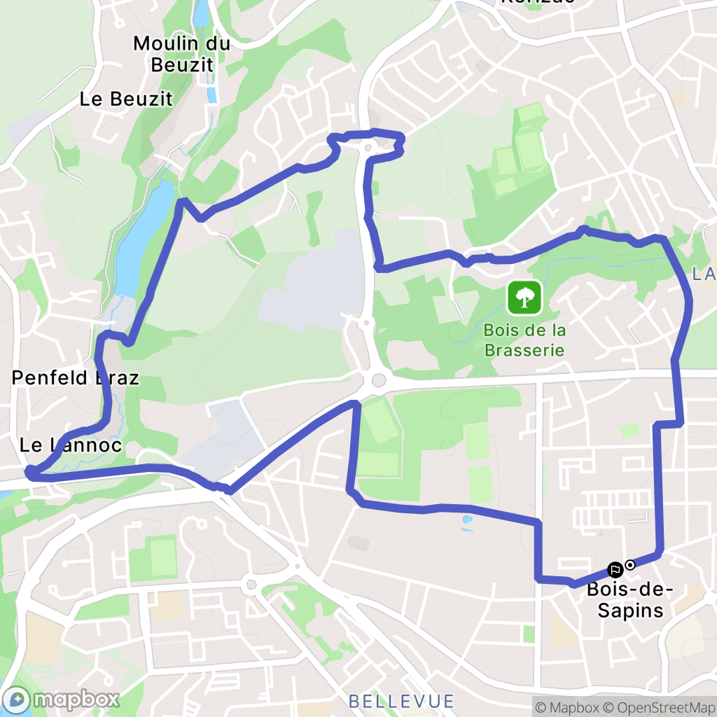 Brest : carte du parcours de randonnée - France