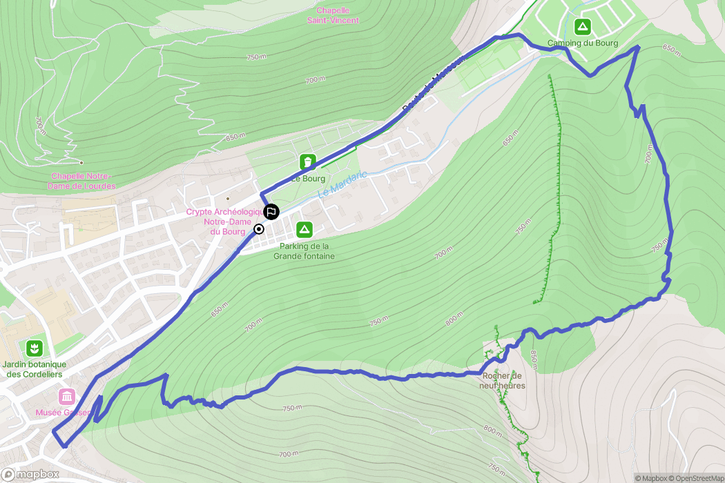 Digne-les-Bains : carte du parcours de randonnée - France
