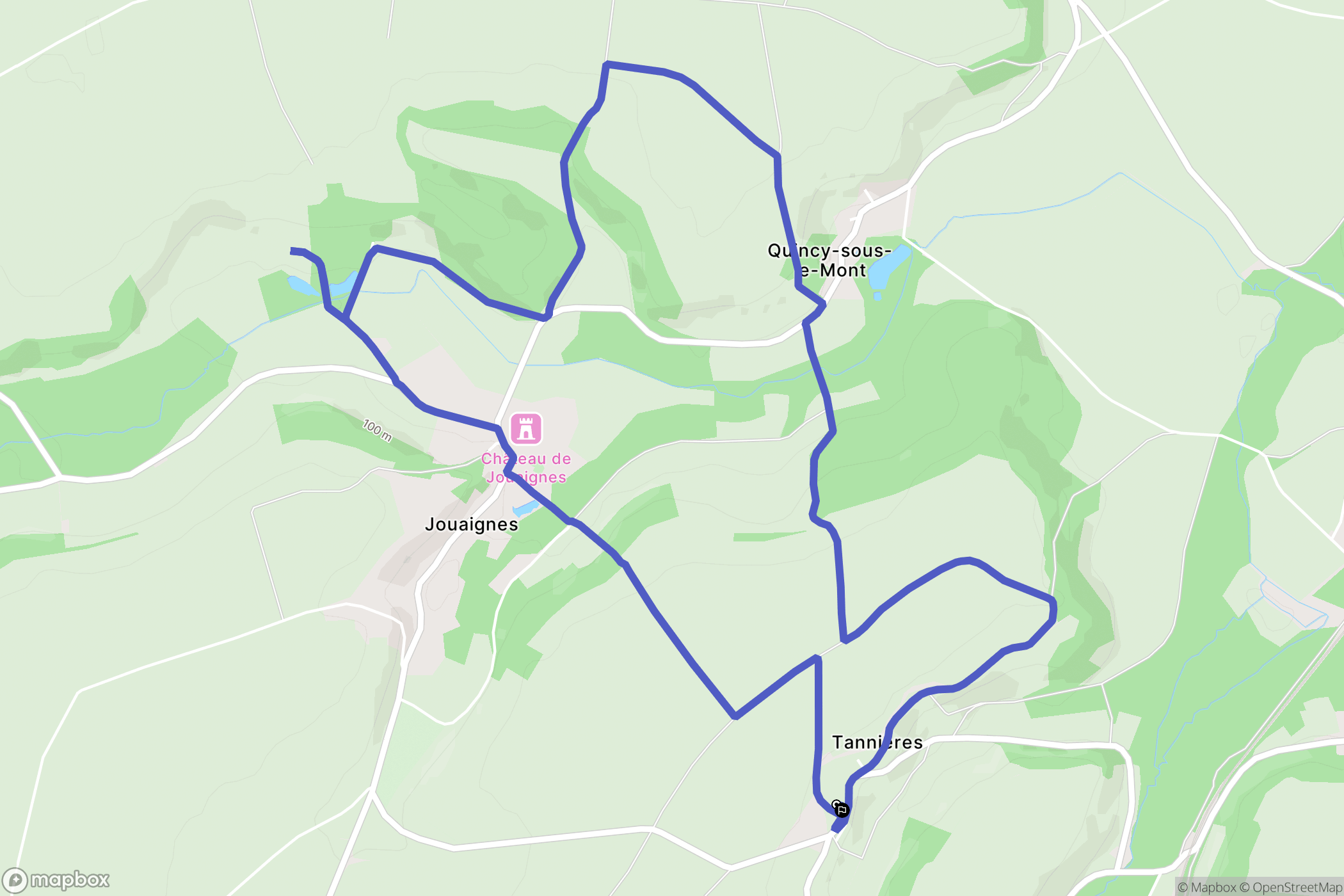 Tannières : carte du parcours de randonnée - France