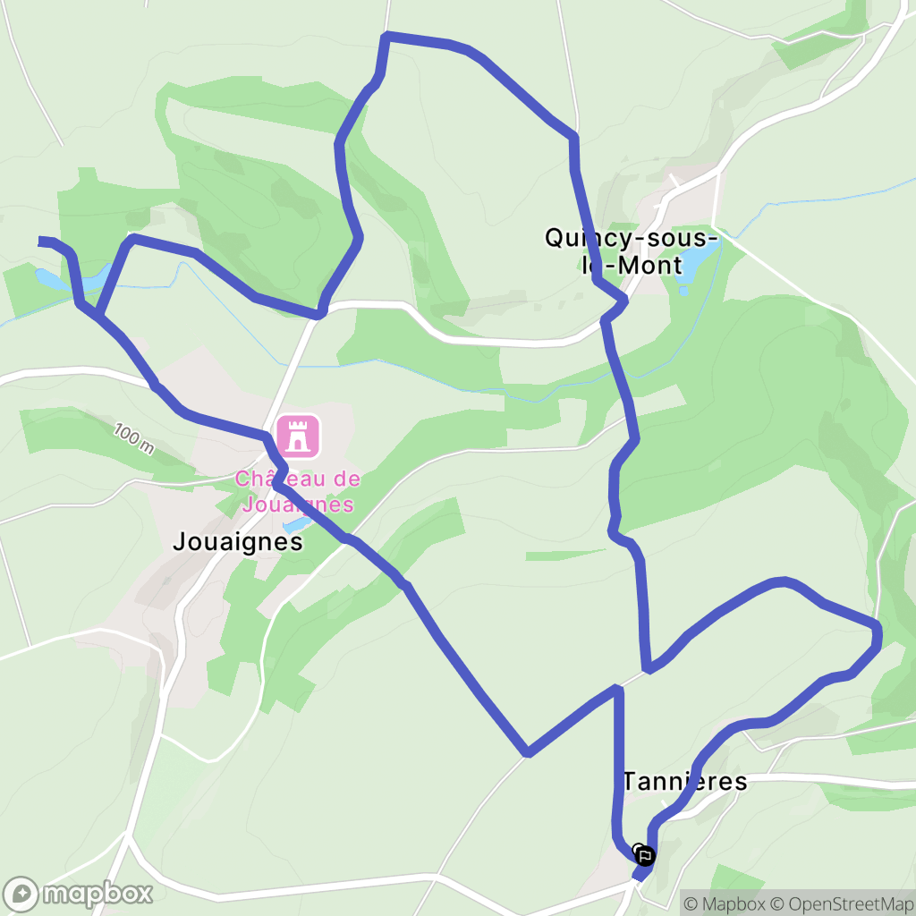 Tannières : carte du parcours de randonnée - France