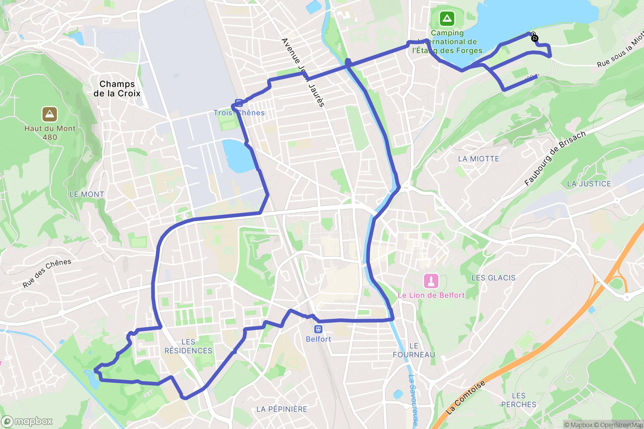 Offemont : carte du parcours de randonnée - France