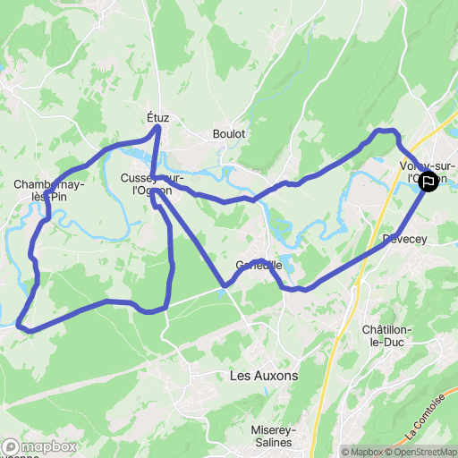 Voray sur L'ognon : carte du parcours de randonnée - France