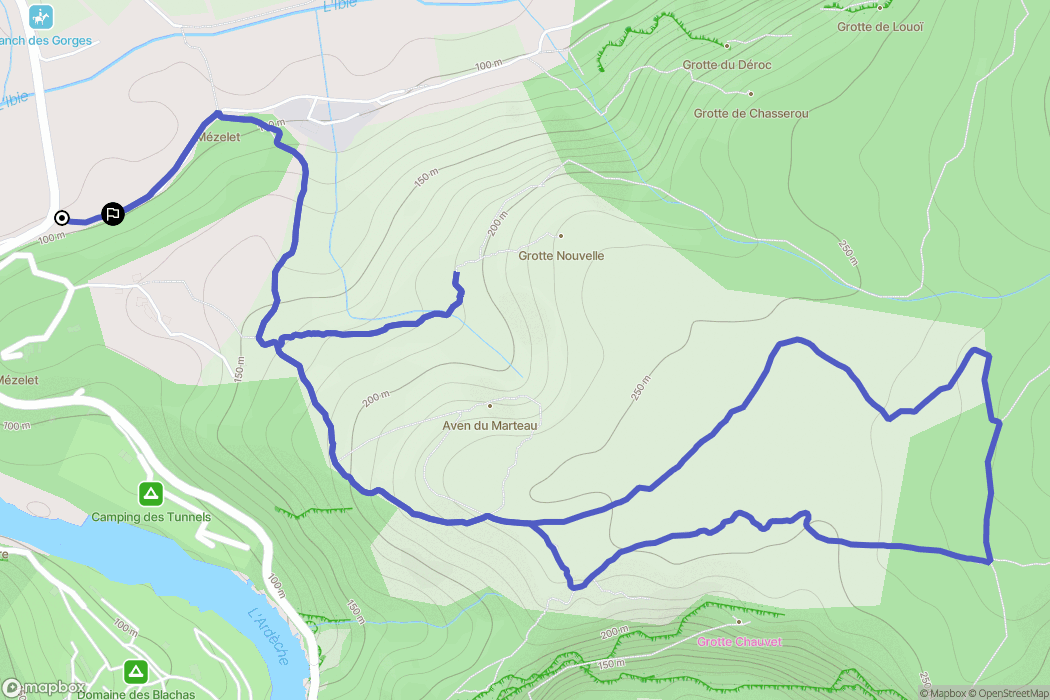 Vallon-Pont-d'Arc : carte du parcours de randonnée - France
