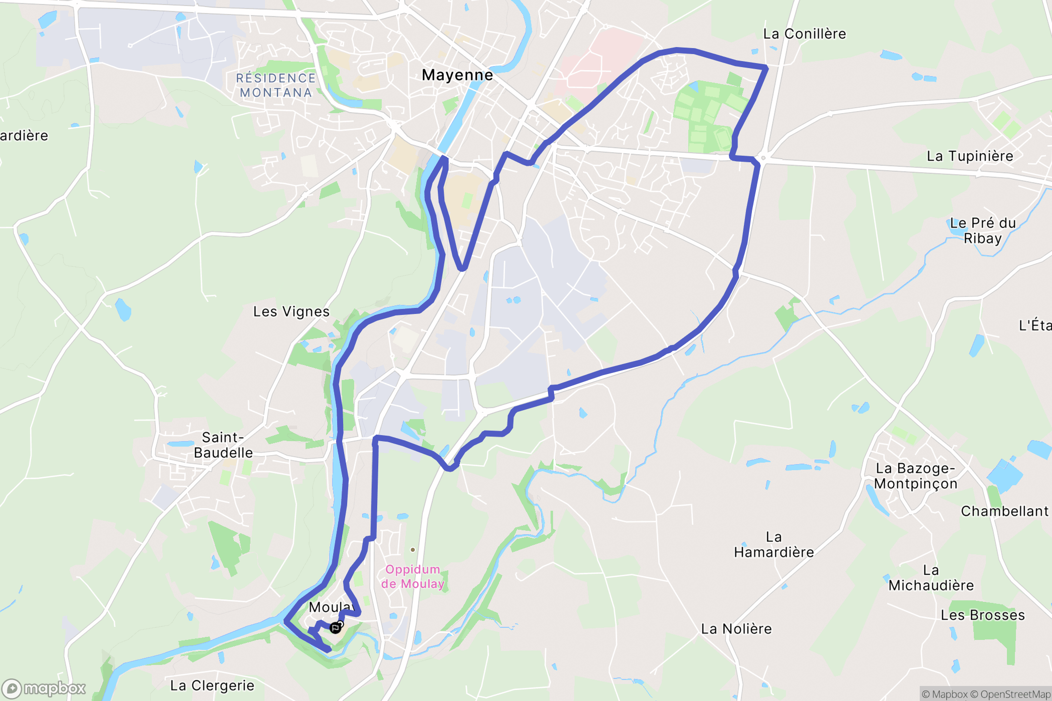 Moulay : carte du parcours de randonnée - France
