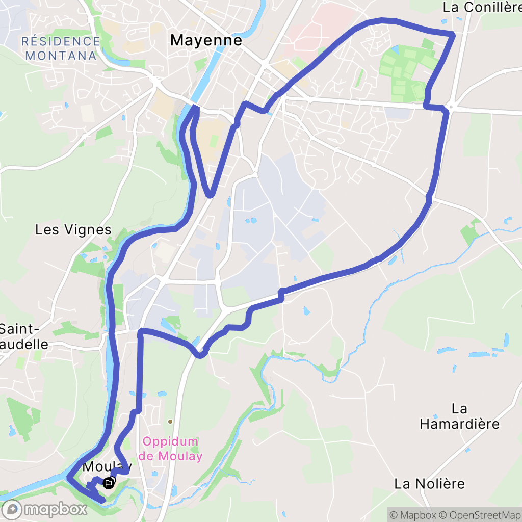 Moulay : carte du parcours de randonnée - France