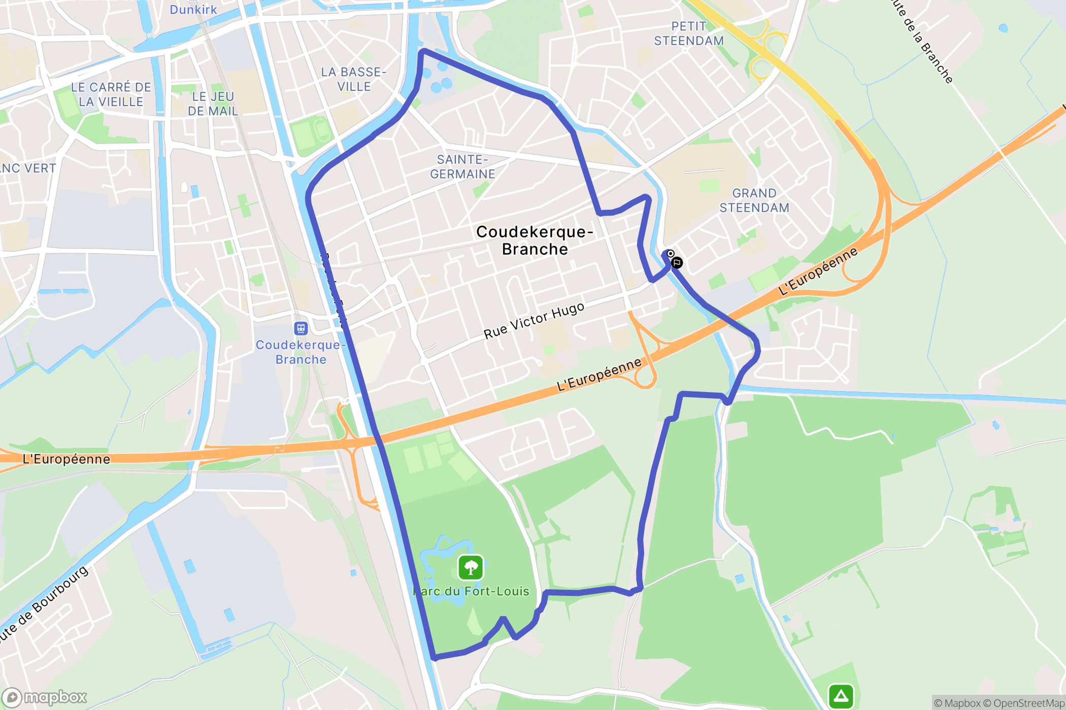 Coudekerque-Branche : carte du parcours de randonnée - France
