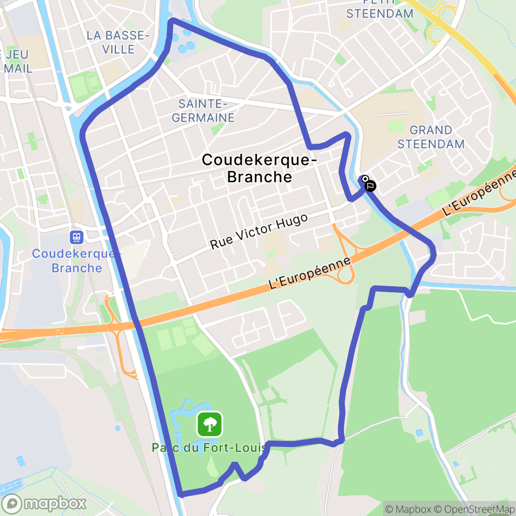 Coudekerque-Branche : carte du parcours de randonnée - France